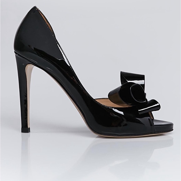 Valentino Shoes - VALENTINO, Patent Leather Bow Accents D'Orsay Pumps